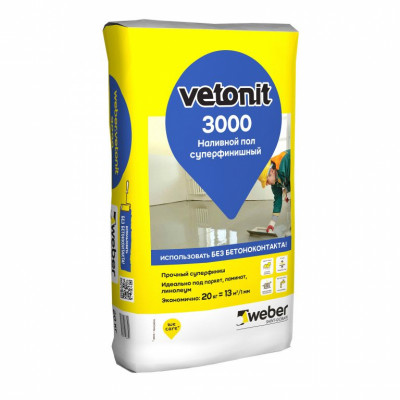 Пол наливной суперфинишный Weber.Vetonit 3000 20 кг