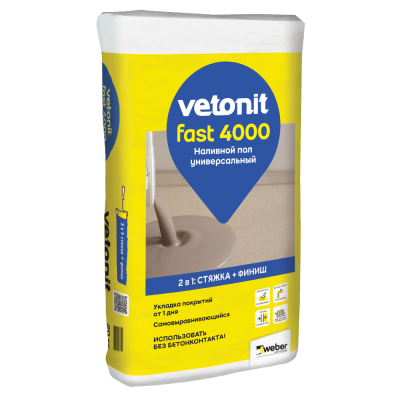Пол наливной Weber.Vetonit fast 4000 универсальный 20 кг