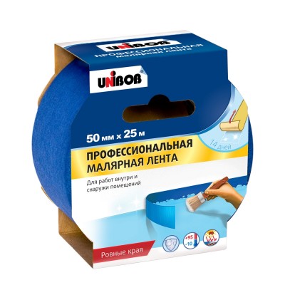 Скотч малярный профессиональный синий Unibob 50мм*25м