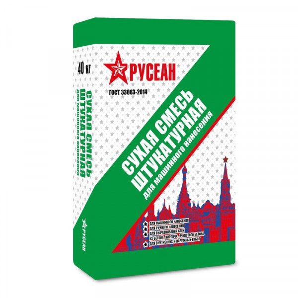 Штукатурная смесь РУСЕАН для машинного нанесения 40 кг — купить в Москве