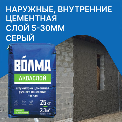 Штукатурка цементная Волма Акваслой 25 кг